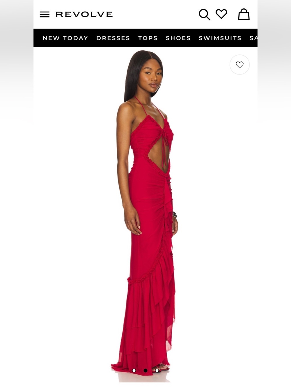 🌹🌹NWT H:hours Red Ruffled Cutout Detail Halter Maxi Dress XXS- never worn!🌹🌹 - Picture 3 of 10